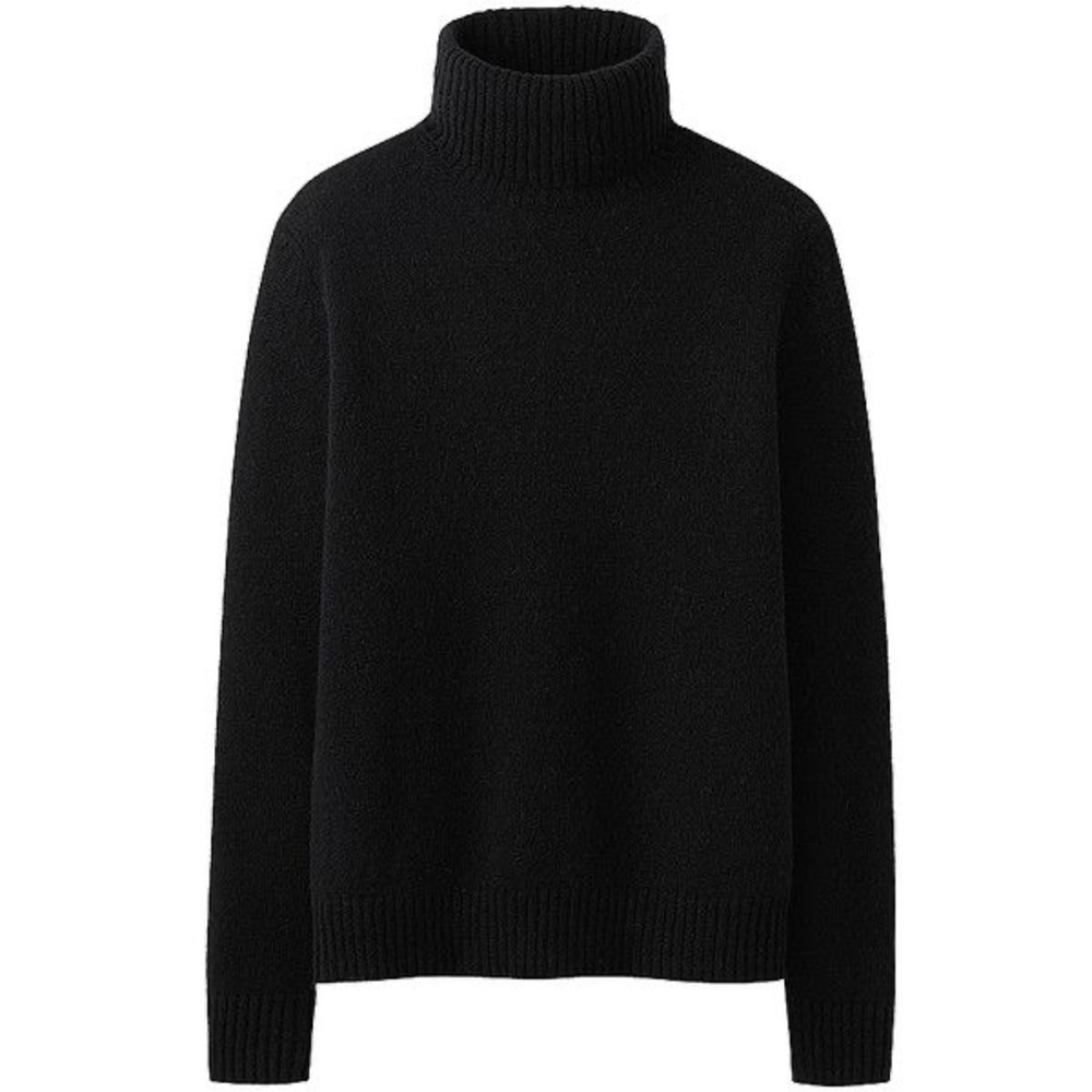 Alpaca Wool Black Women's Turtleneck Sweater - Picture 2 of 4